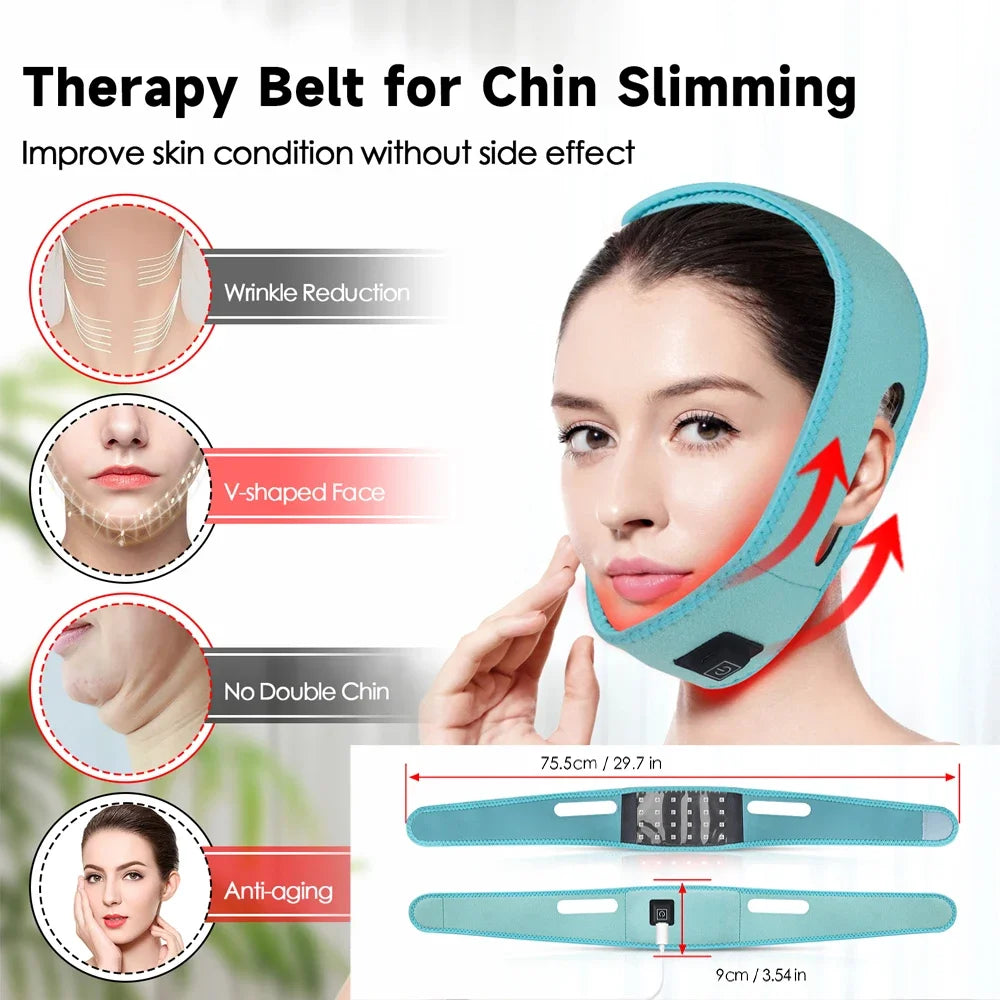 Red Light Therapy Infrared Therapy Lifting Firming Skin Chin Neck Home Use Neck Heating Belt Therapy Neck Pain Relief Wrap 660NM