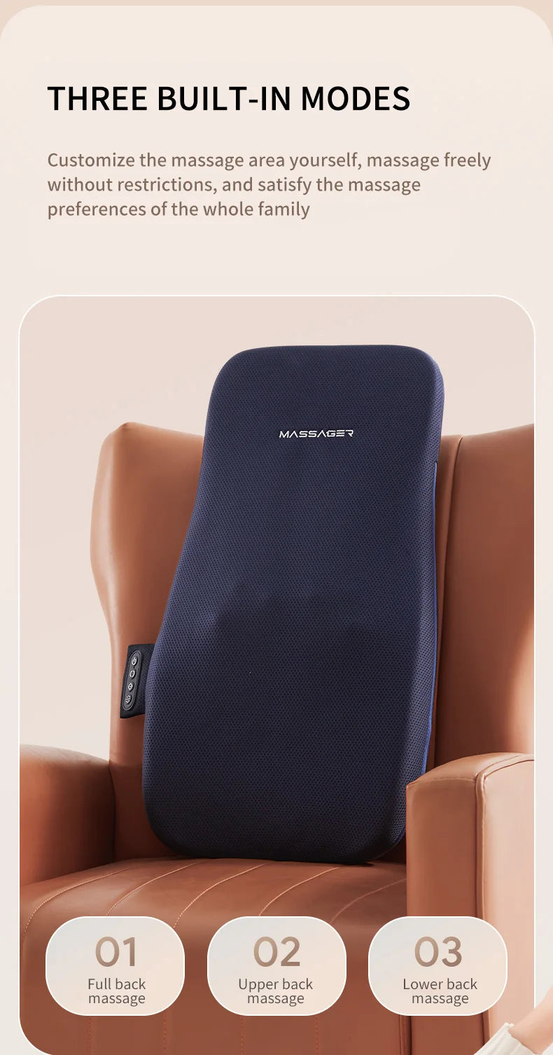 Electric Back Massager with Heat Portable Massage Cushion Cervical Waist Support Deep Tissue Kneading Shiatsu Rechargeable Use