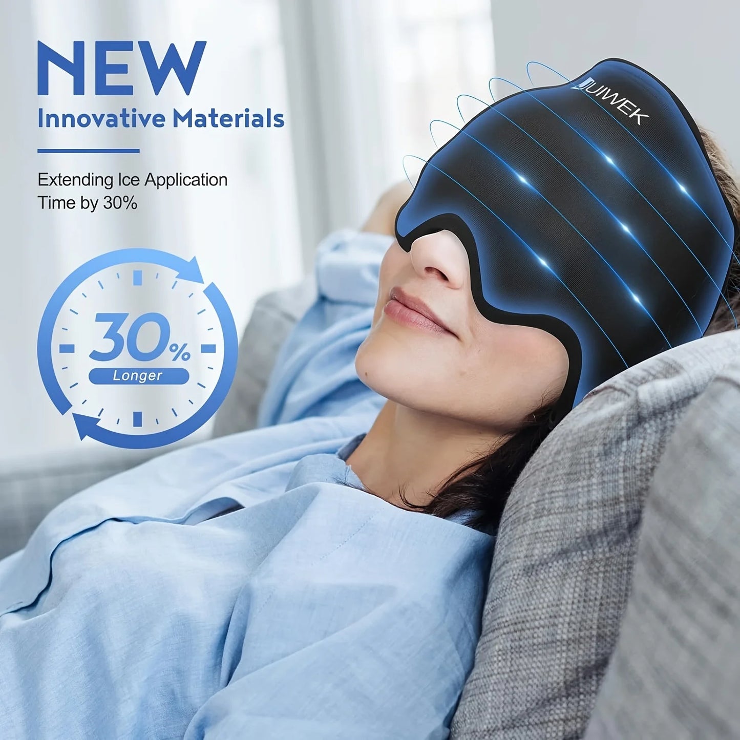 Migraine-Ice-Head-Wrap,Headache-Relief-Hat for Migraine with Cold & Hot Therapy,Flexible Ice Head Wrap for Puffy Eyes,Cold Comp