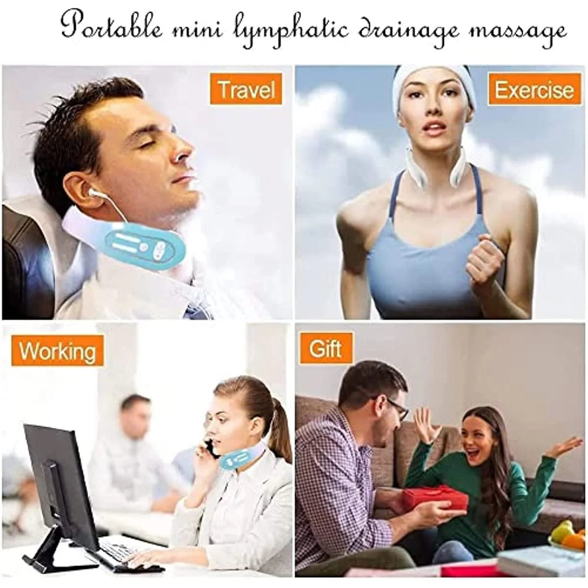 Portable Cervical Spine Massager EMS Neck Acupoints Lymphvity Massager Device, Lymphatic Drainage Machine Pain Relief