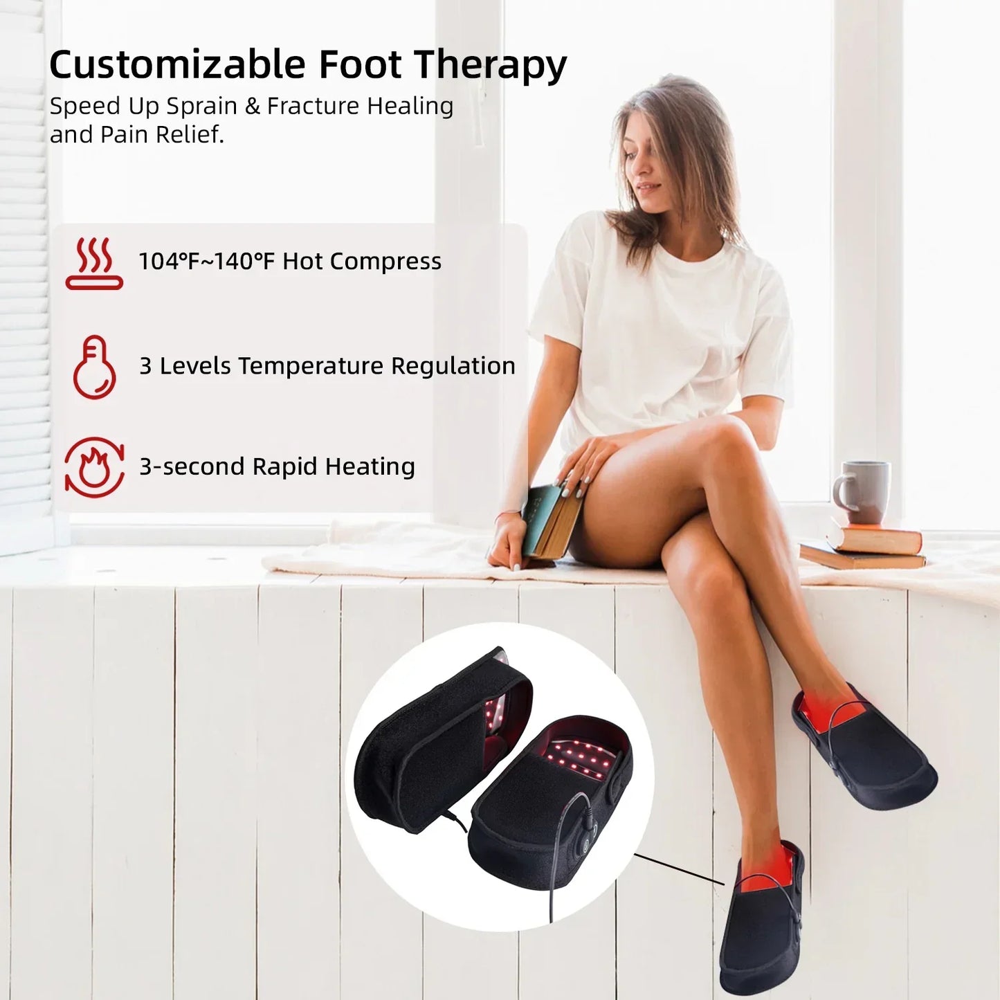 Infrared Red Light Therapy Slippers  - Improve Circulation & Relieve Foot Pain