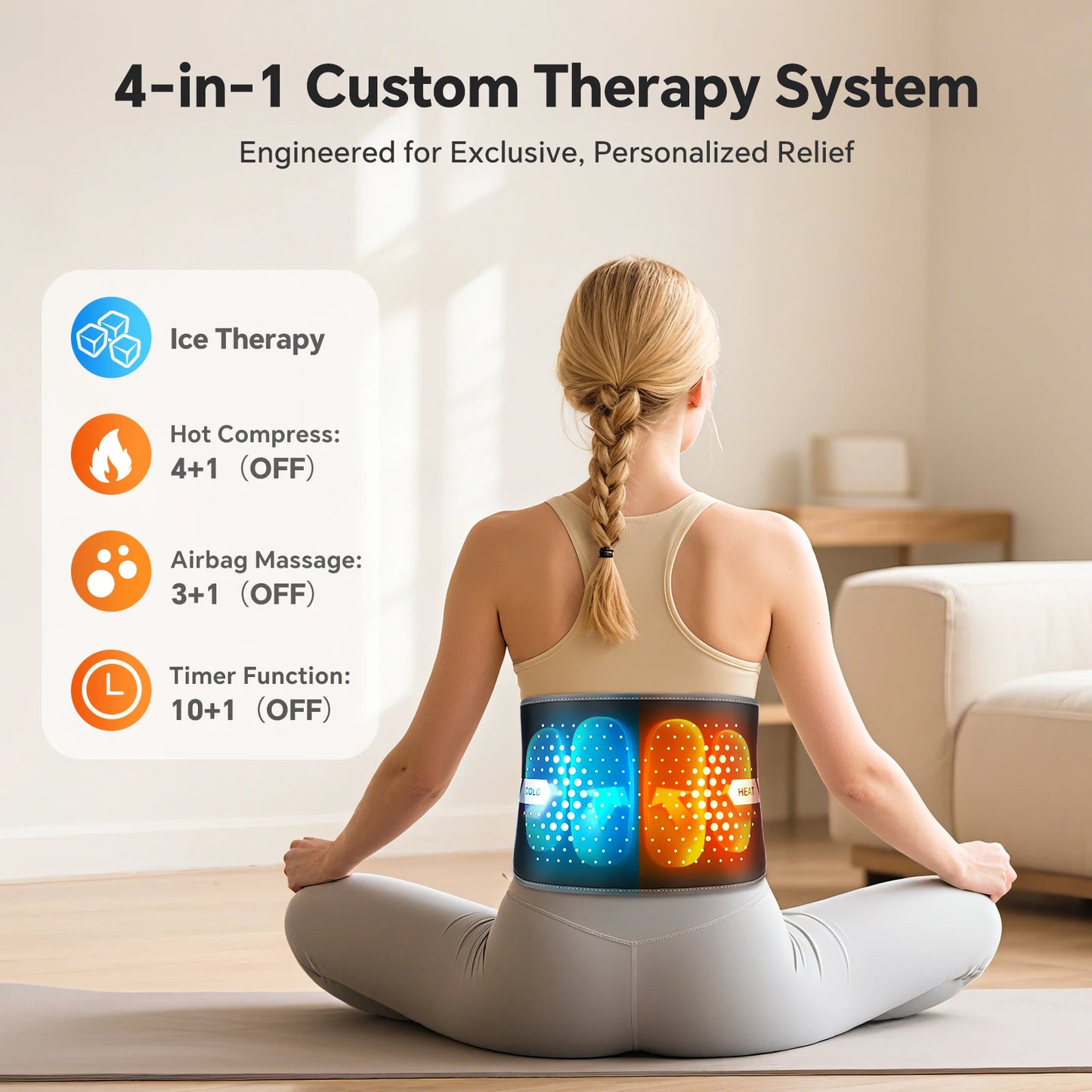 Electric Back Massage Hot Compress Waist Massager with Controller Heating Vibration Airbag Lumbar Support Relaxing Waist