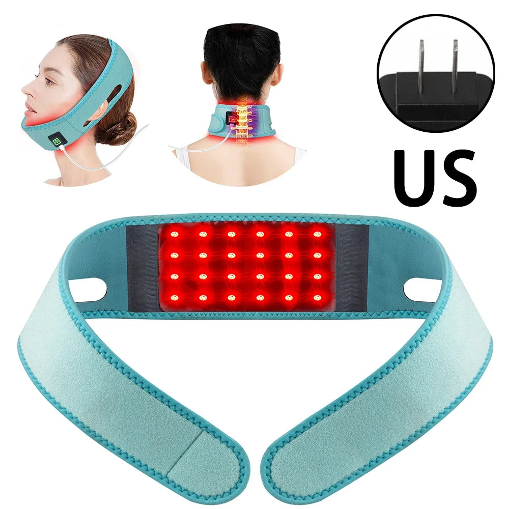 Red Light Therapy Infrared Therapy Lifting Firming Skin Chin Neck Home Use Neck Heating Belt Therapy Neck Pain Relief Wrap 660NM