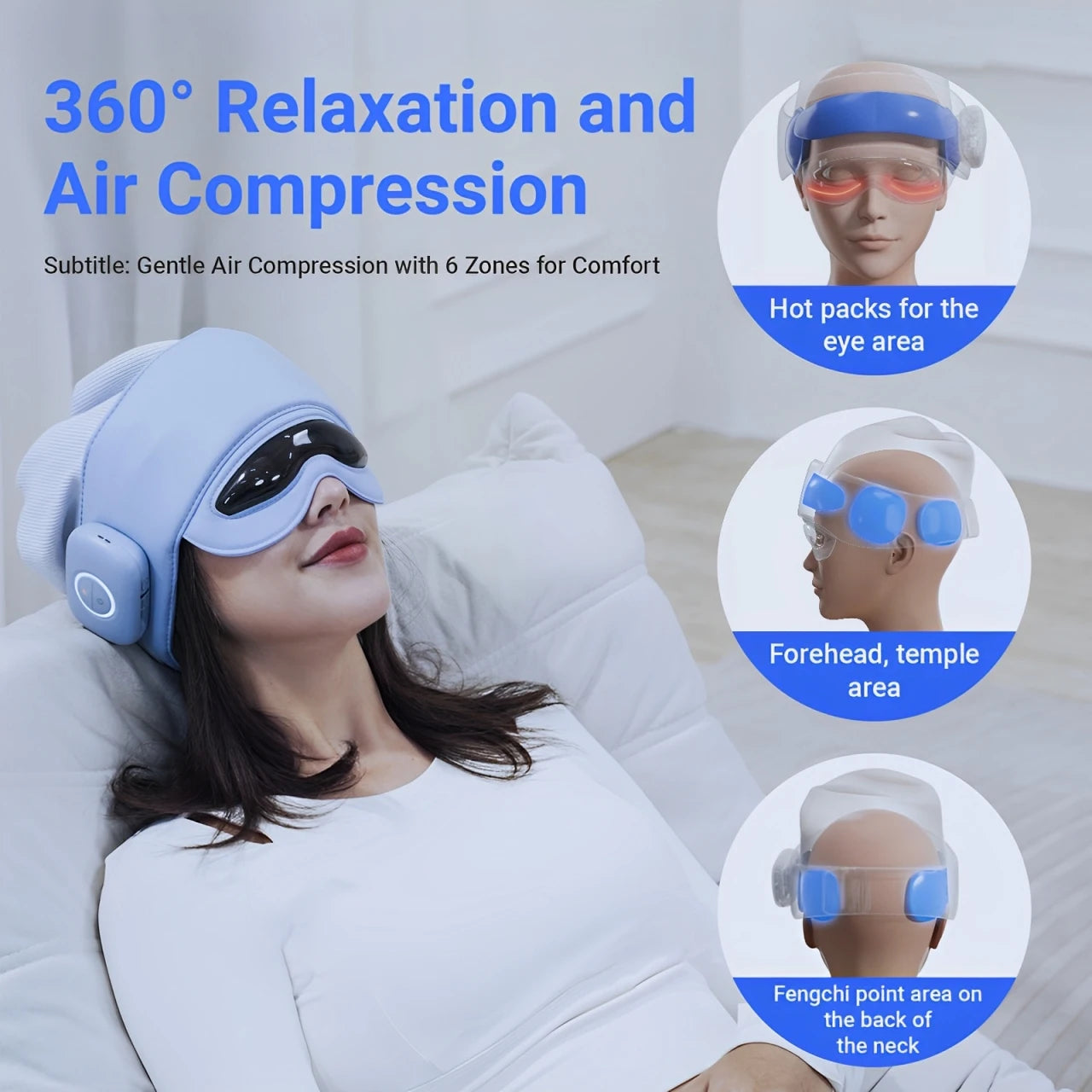 Head Massager for Fatigue Relief, Eye Massager with Heat, Head and Eye Massage for Stress Relief, Bluetooth-Capable, Ideal gifts