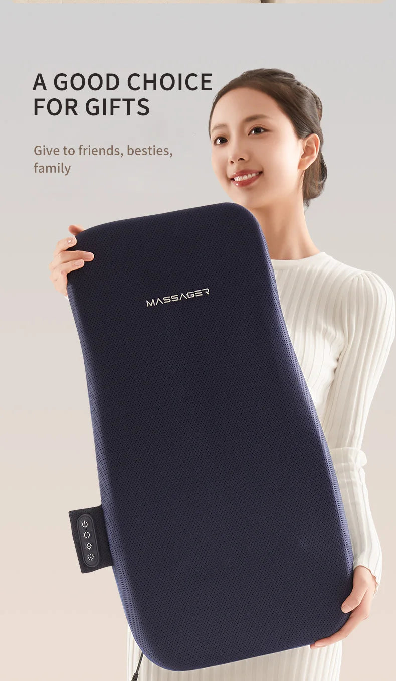 Electric Back Massager with Heat Portable Massage Cushion Cervical Waist Support Deep Tissue Kneading Shiatsu Rechargeable Use