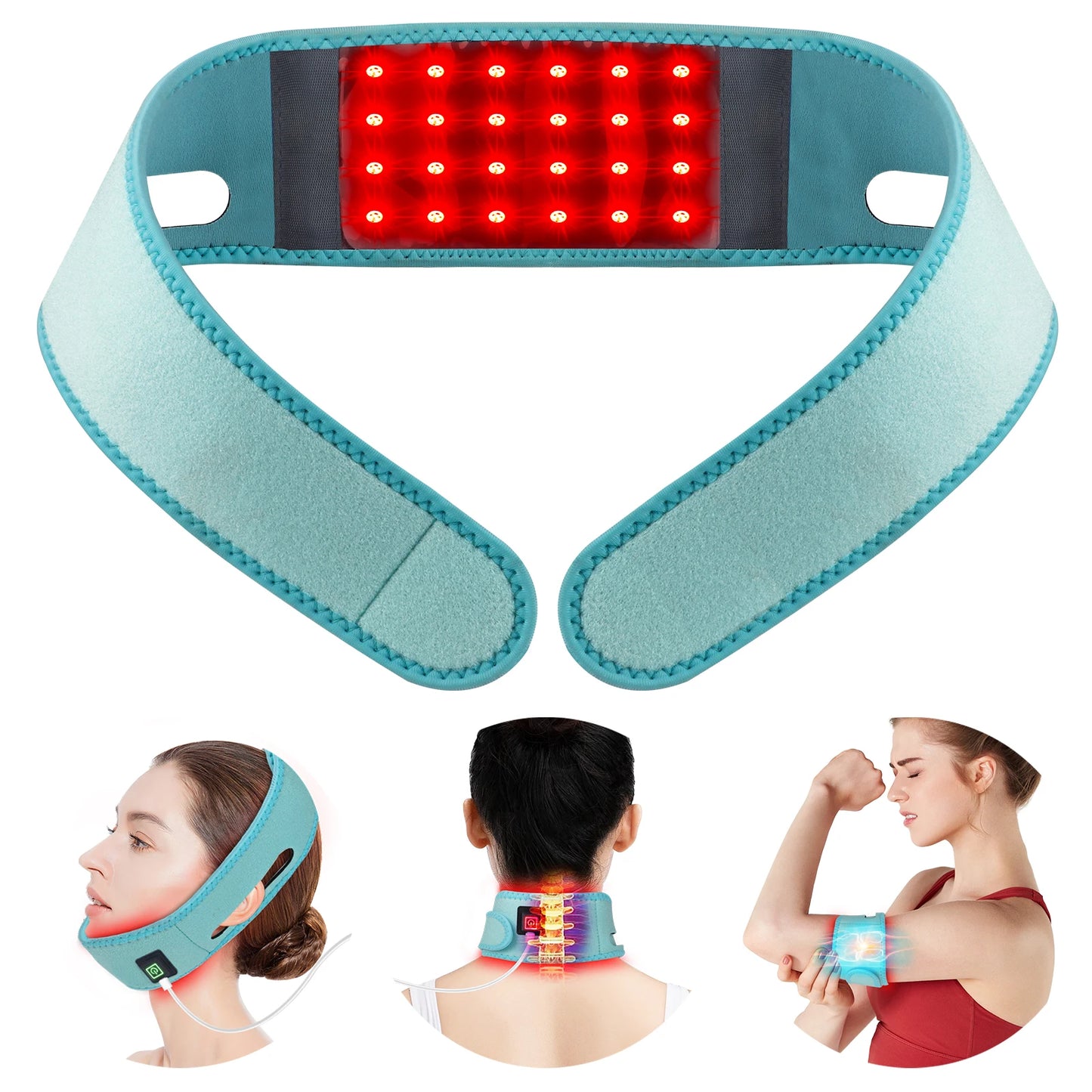 Red Light Therapy Infrared Therapy Lifting Firming Skin Chin Neck Home Use Neck Heating Belt Therapy Neck Pain Relief Wrap 660NM