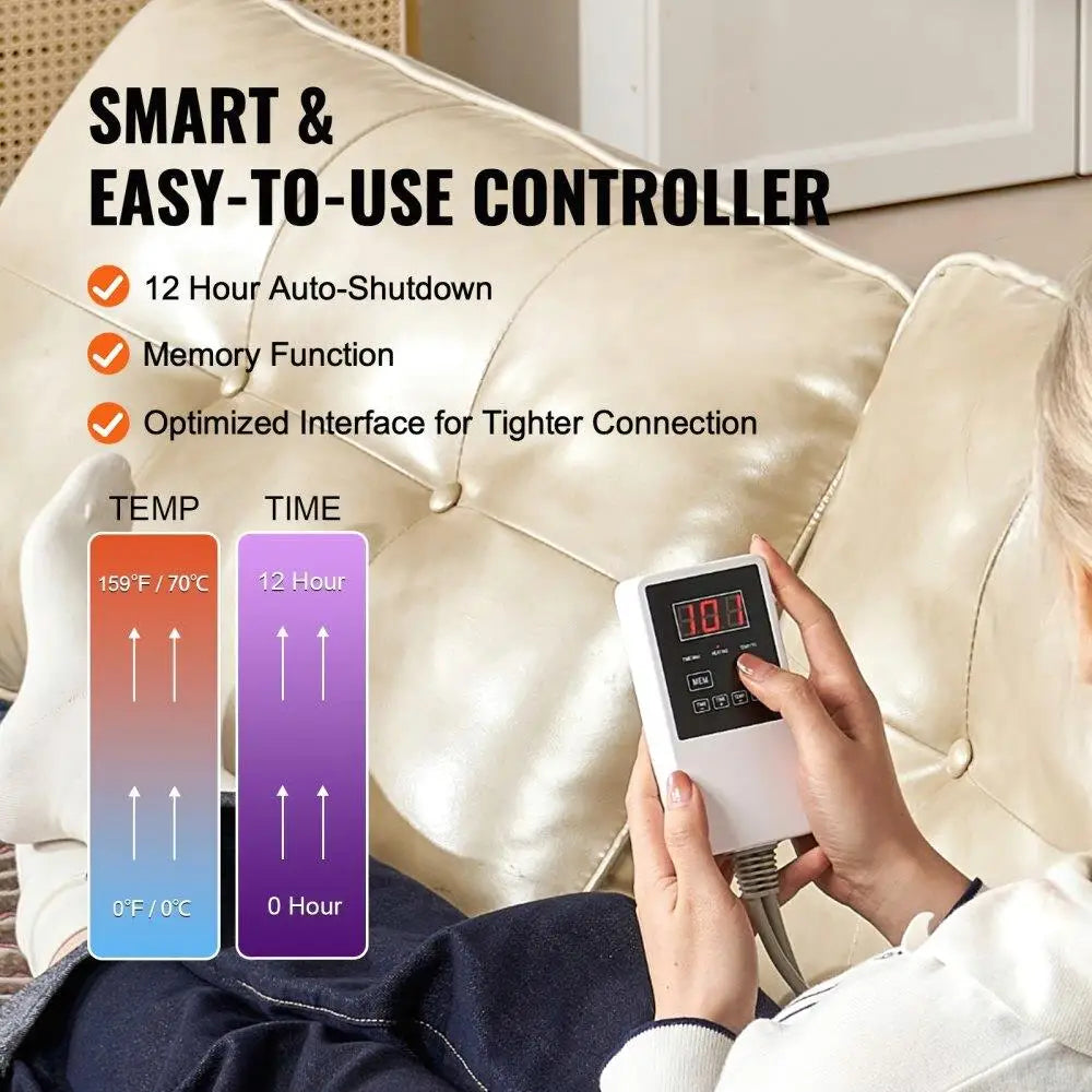 Far Infrared Heating Pad with 5 Natural Crystal and Negative Ion Technology for Wellness and Therapy