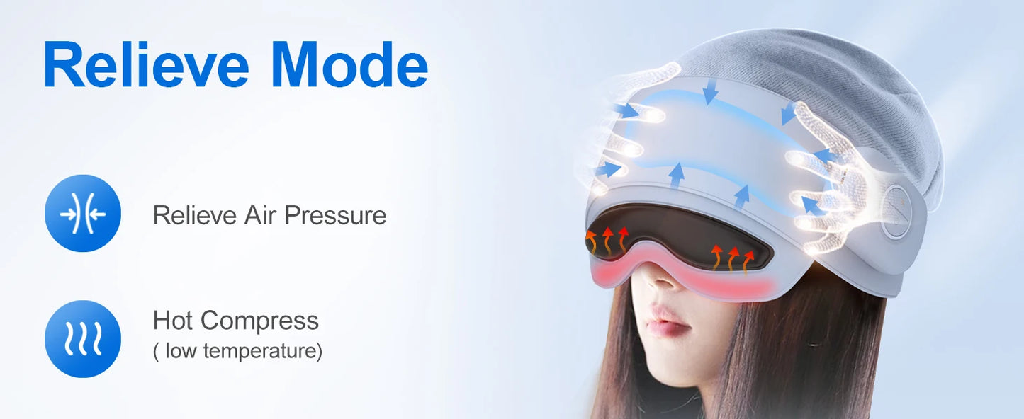 Head Massager for Fatigue Relief, Eye Massager with Heat, Head and Eye Massage for Stress Relief, Bluetooth-Capable, Ideal gifts