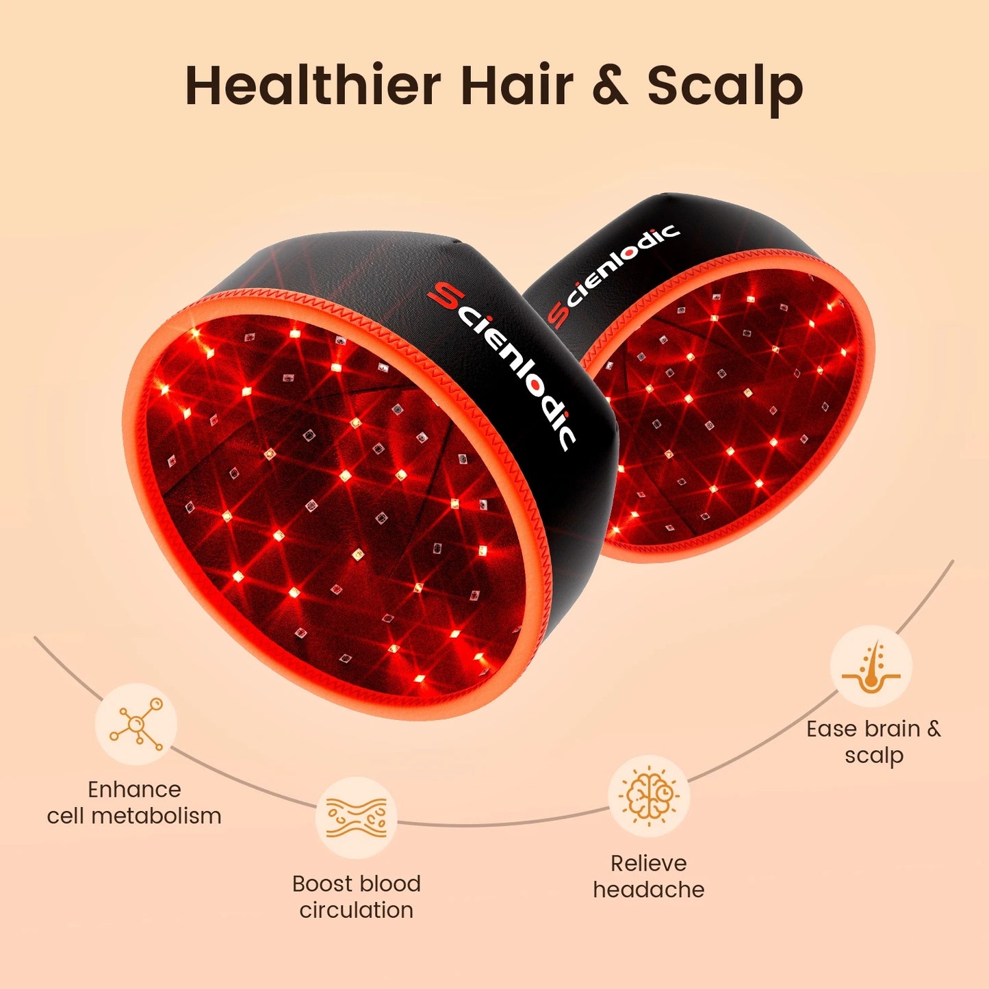Red light therapy hair growth cap for fuller, thicker hair