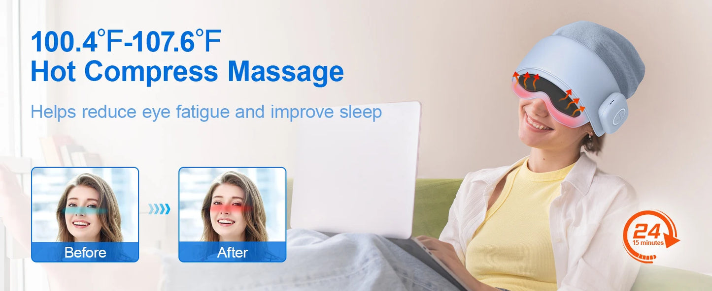 Head Massager for Fatigue Relief, Eye Massager with Heat, Head and Eye Massage for Stress Relief, Bluetooth-Capable, Ideal gifts